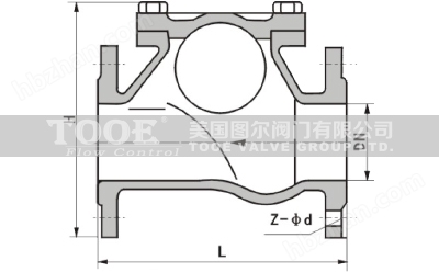 滑道滾球污水止回閥結(jié)構(gòu)尺寸CAD圖紙